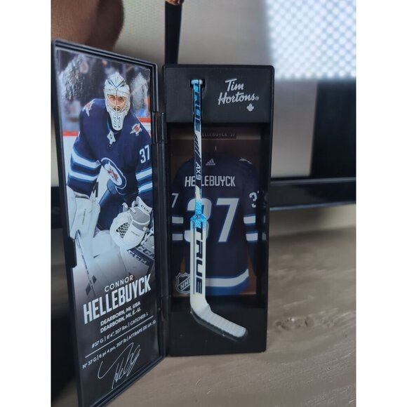 2021 Connor Hellebuyck TIM HORTONS LIMITED EDITION Collectible Stick & Locker - Picture 3 of 10